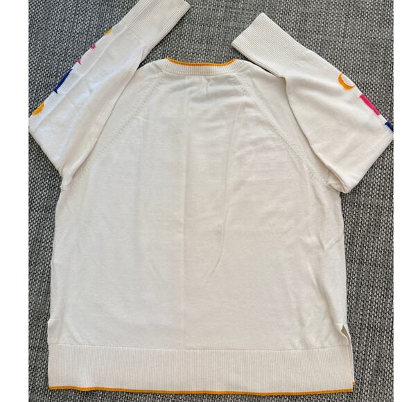 BODEN Penny Cotton/Wool Hello Bye Bye Crewneck L/S Pullover Sweater L Cream - Picture 3 of 6